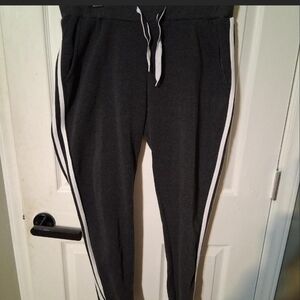 Women's Gray Track Pants with White Stripes
